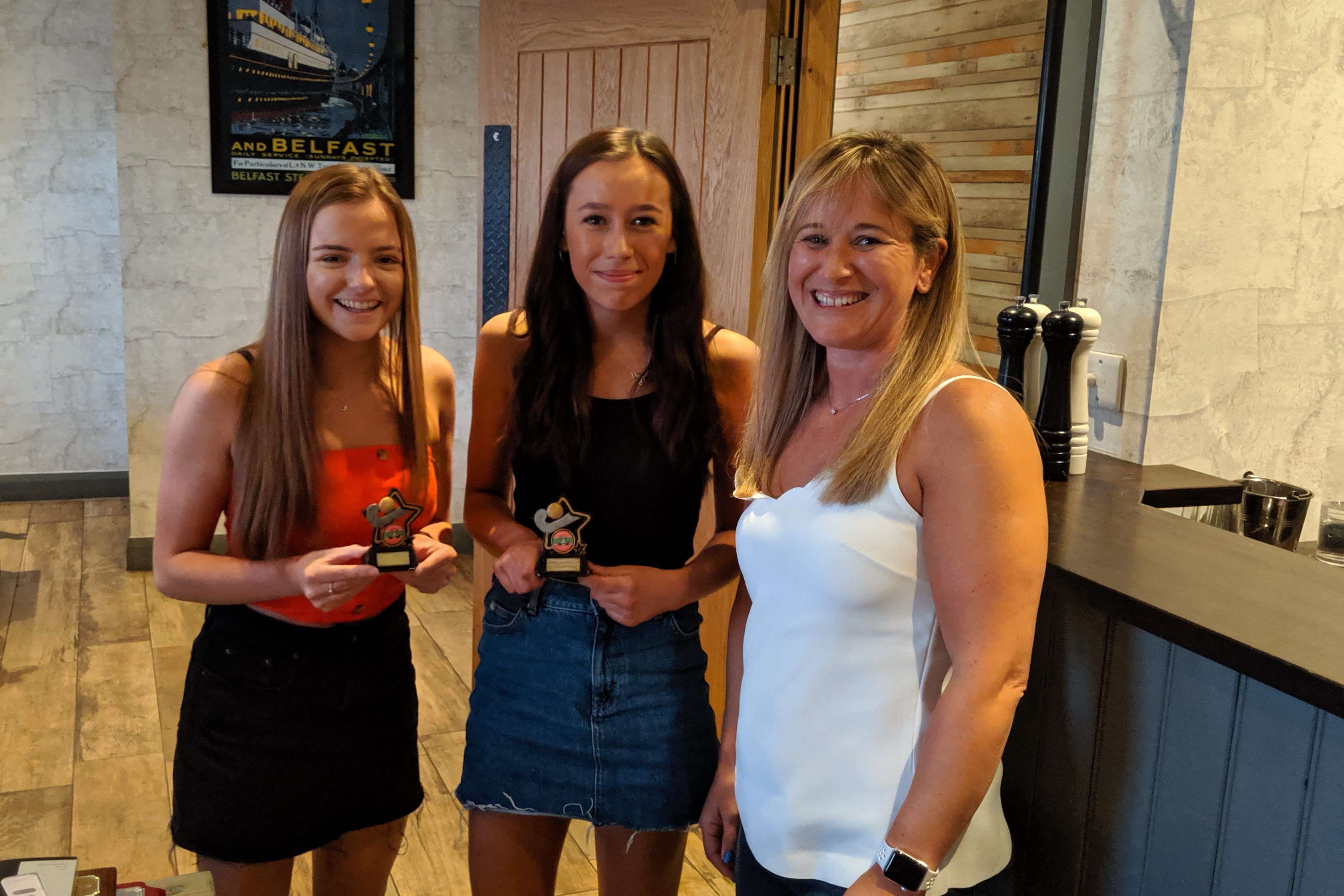 DLHC 2XI's Captain's Players of the Year Katie and Erin (Mia and Molly missing from pic)